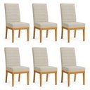 Ver imagem 1 de Kit 6 Cadeiras de Jantar Solana Suede Base de Madeira - Pallazio Cor Cappuccino
