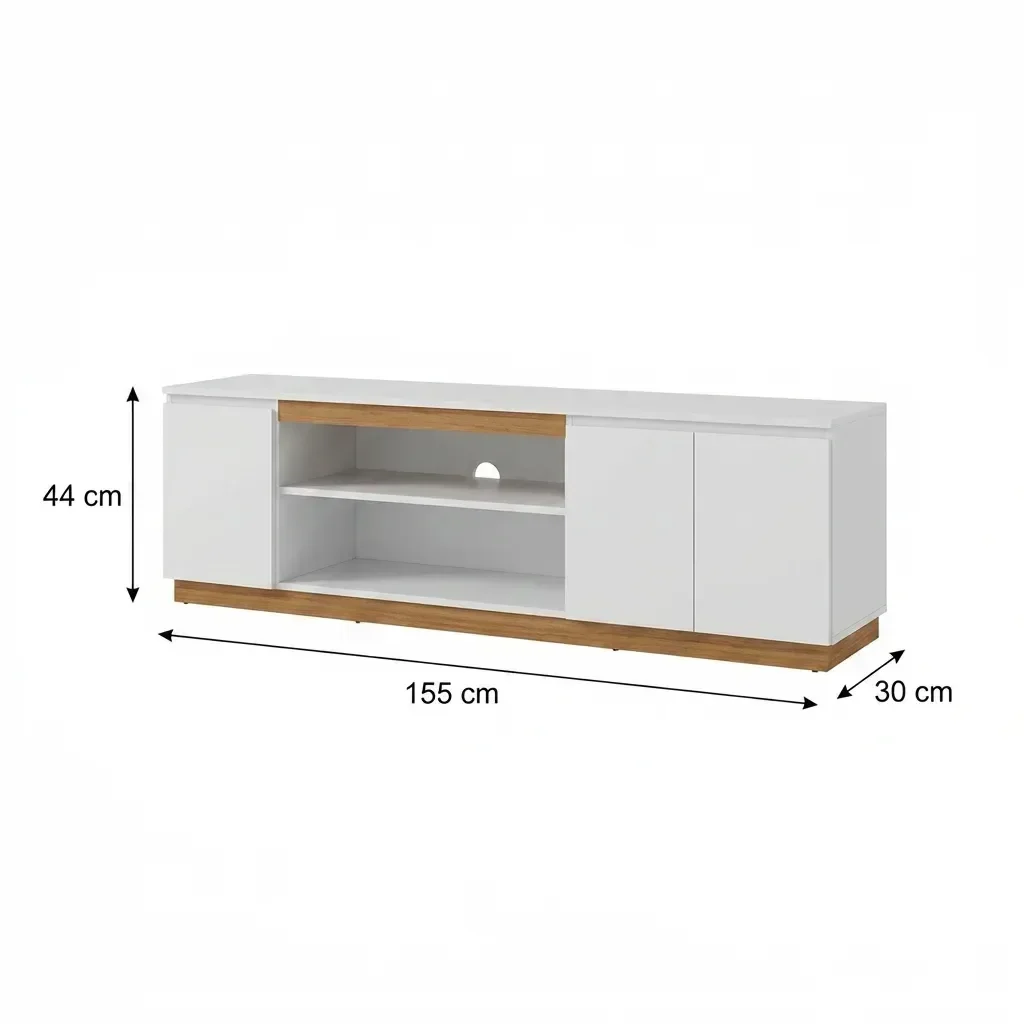 Ver imagem 3 de Rack para Tv até 65 Poelgadas Design Moderno Sala Branco/Amadeirado