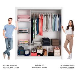 Guarda Roupa Casal Madesa Mônaco 3 Portas de Correr com Espelho - 5