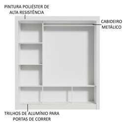 Guarda Roupa Casal Madesa Mônaco 3 Portas de Correr com Espelho - 6