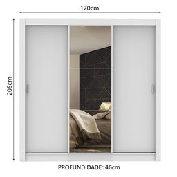 Guarda Roupa Casal Madesa Mônaco 3 Portas de Correr com Espelho - 4
