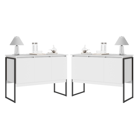 Conjunto de Buffets Industriais Milão Branco Preto