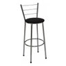 Banqueta Média Cromada Com Encosto Para Cozinha Assento Preto - 1