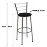 Banqueta Média Cromada Com Encosto Para Cozinha Assento Preto - 2