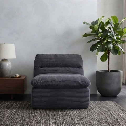 Sofá Taiga 1 Lugar 85cm Cinza Escuro Plush Compactado Cazedis