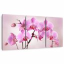 Ver imagem 1 de Quadro Decorativo Flores Orquídeas Rosa para Sala Recepção Conjunto 3 Telas em Canvas