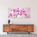 Ver imagem 4 de Quadro Decorativo Flores Orquídeas Rosa para Sala Recepção Conjunto 3 Telas em Canvas