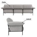 Ver imagem 5 de Sofá Living Modular Industrial 3 Lugares Basileia 340cm Yescasa Veludo Tx Cinza Prata