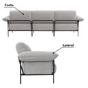 Ver imagem 5 de Sofá Living Modular Industrial 3 Lugares Basileia 340cm Yescasa Veludo Tx Cinza Prata