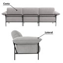 Ver imagem 5 de Sofá Living Modular Industrial 3 Lugares Basileia 340cm Yescasa Veludo Tx Cinza Prata