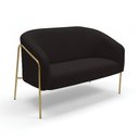 Ver imagem 2 de Sofá 2 Lugares Namoradeira Stella Base Industrial Alta Dourada Suede Preto D03 - D’Rossi