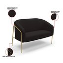 Ver imagem 3 de Sofá 2 Lugares Namoradeira Stella Base Industrial Alta Dourada Suede Preto D03 - D’Rossi