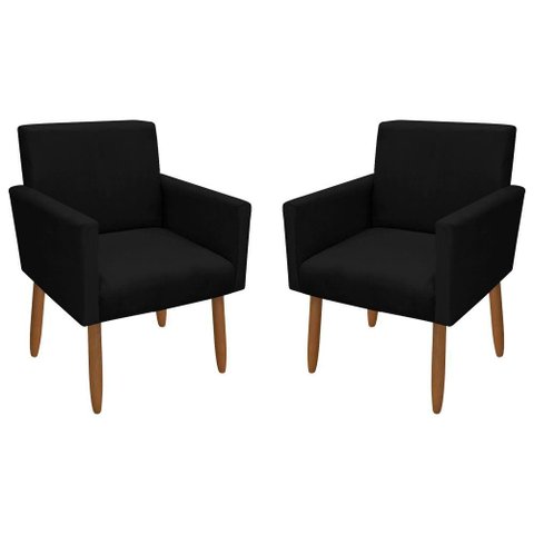 Kit 2 Poltronas Decorativa Nina Veludo Preto