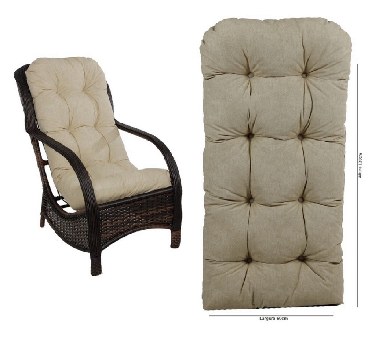Almofada Confortável Impermeável P/ Poltrona Cadeira Banco - Lisato Bege