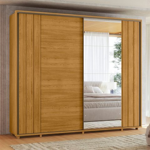 Guarda Roupa Casal Dalí 2 Portas Espelho Madetec:cumaru