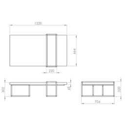 Mesa de Centro Tubular Preto/Madeirado Claro Com Vidro - Unitá - 3