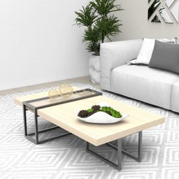 Mesa de Centro Tubular Preto/Madeirado Claro Com Vidro - Unitá - 1