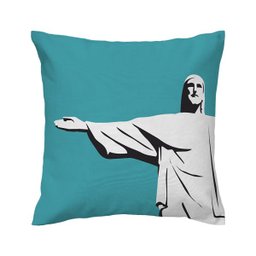 Capa de almofada VivaIN - Coleção Ícones do Brasil - azul Cristo - 1