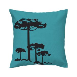 Capa de almofada VivaIN - Coleção Ícones do Brasil - azul Pinheiro Preto