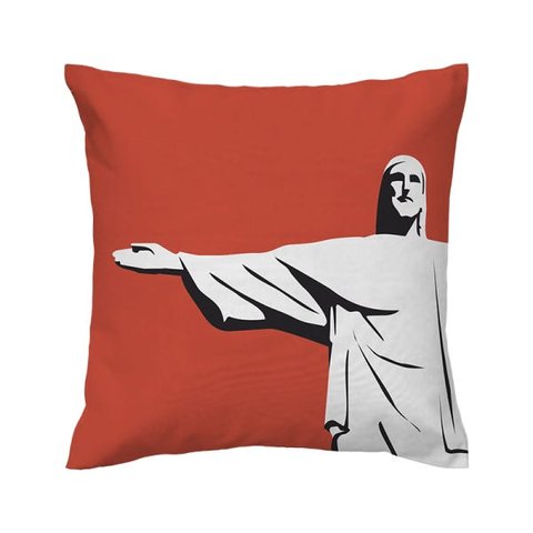 Capa de almofada VivaIN - Coleção Ícones do Brasil - papaya Cristo