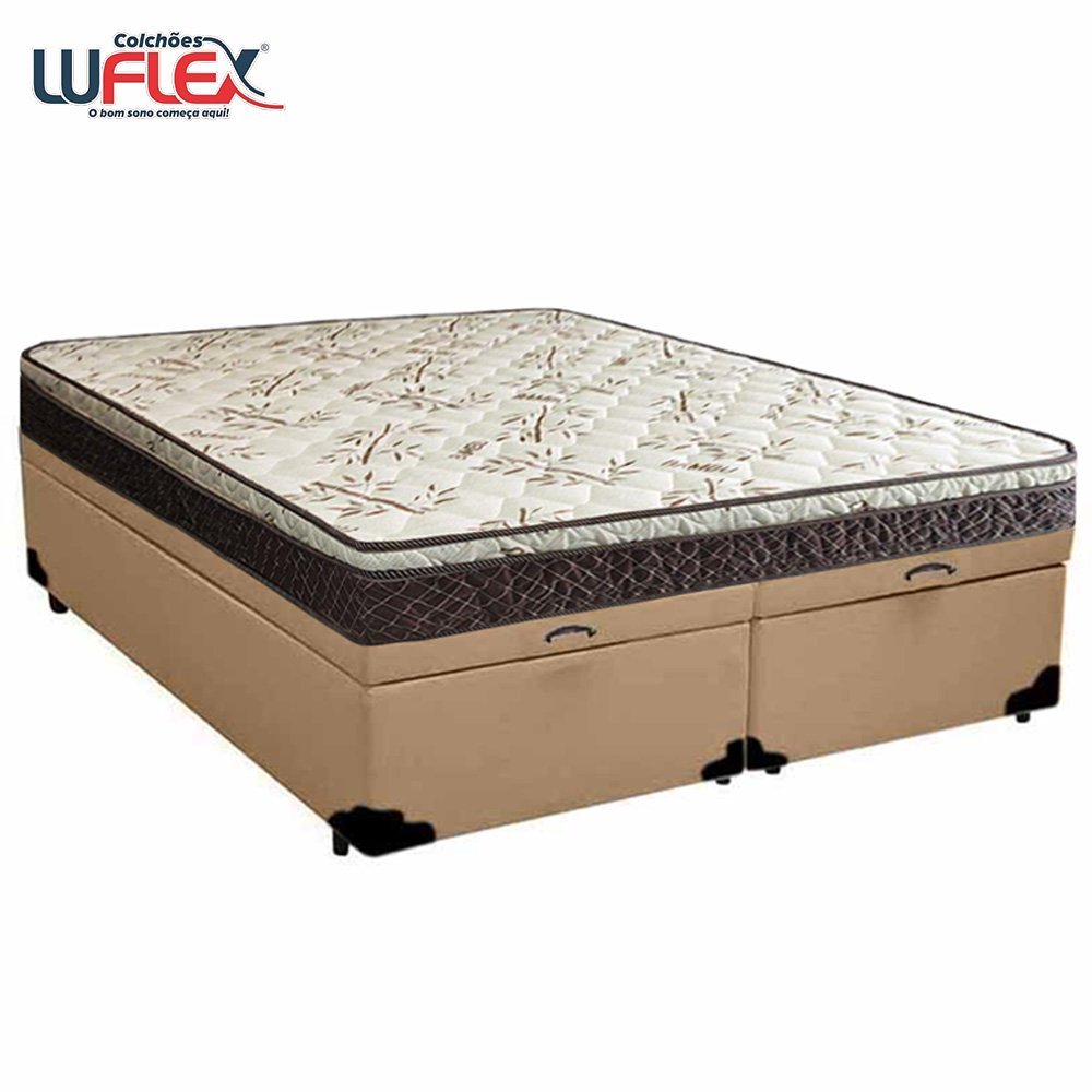 Cama Box Baú Queen Sintético Bipartido + Colchão Elegance Ortopédico Espuma D33 Extra Firme 158x198x - 6