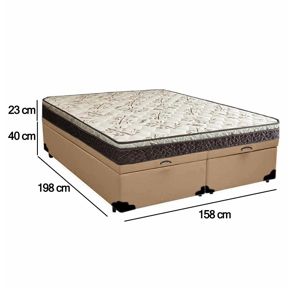 Cama Box Baú Queen Sintético Bipartido + Colchão Elegance Ortopédico Espuma D33 Extra Firme 158x198x - 4