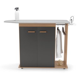Tábua de Passar Roupa Top 02 Portas com Suporte para Ferro e Cabideiro Freijó Grafite - Desk Design - 7