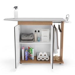 Tábua de Passar Roupa Top 02 Portas com Suporte para Ferro e Cabideiro Freijó Grafite - Desk Design - 6