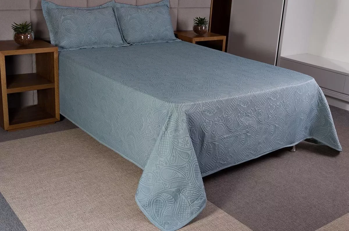 Ver imagem 1 de Cobre Leito Colcha Azul Kit Montblanc Memory Solteiro