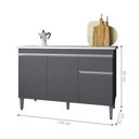 Ver imagem 2 de Balcão para Cozinha 2 Portas Forks Cinza Fosco