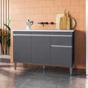 Ver imagem 1 de Balcão para Cozinha 2 Portas Forks Cinza Fosco
