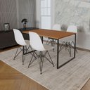 Ver imagem 1 de Mesa Industrial Base Ferro Preto Tampo 137X90 Canela 4 Cadeiras Ferro Preto Assento Branco Marrom