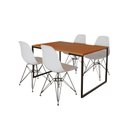 Ver imagem 6 de Mesa Industrial Base Ferro Preto Tampo 137X90 Canela 4 Cadeiras Ferro Preto Assento Branco Marrom
