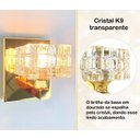Ver imagem 3 de 5 Arandela Cristal Quadrado Dourado Brilhoso Banheiro Bet39