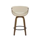 Ver imagem 5 de Banqueta Nicole Giratória com Assento Creme Base em Madeira Laminada e Apoio para Pés Design