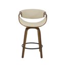 Ver imagem 2 de Banqueta Nicole Giratória com Assento Creme Base em Madeira Laminada e Apoio para Pés Design