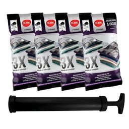 Kit 4 Sacos Organizadores a Vácuo Viagem Mala Armários Closet Lençol Toalhas Antimofo Odor + - 1