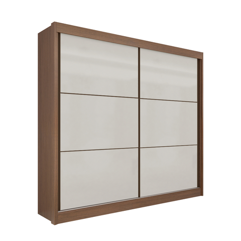 Guarda Roupa Mdf Cancun 2 Portas de Correr Castanho Off Whit
