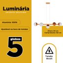 Ver imagem 4 de Pendente Lustre de Teto Jabuticaba Alumínio Cobre com 5 Globos Vidro Fosco Decoração Casa