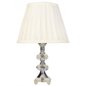 Abajur Cristal Vidro Mesa Decoração para Sala Quarto com Cúpula Drapeada 35cm Ref. 183