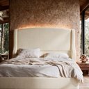 Ver imagem 2 de Cabeceira para Cama Box Casal Padrão Shae 140cm Estofada com Frame Linho Cru - Desk Design