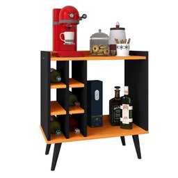 Aparador Retrô Cantinho Café Barzinho com Adega Vinho Sala Cozinha Pequena – Baden Preto/ - 1