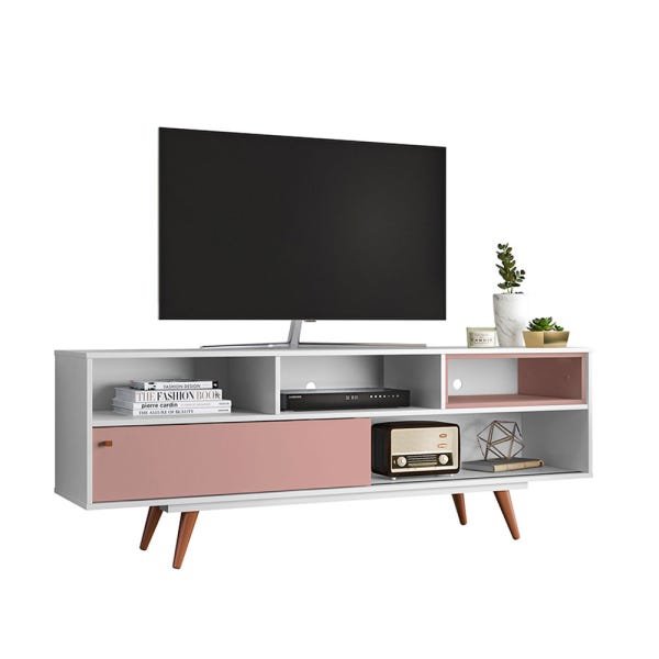Rack Retro Lyon Branco Ac/Rose Ac | MadeiraMadeira Rack Retro Lyon Branco Ac/Rose Ac | MadeiraMadeira