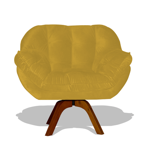Poltrona Miami Base Giratória Decorativa - Amarelo Divini Decor