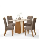 Ver imagem 2 de Conjunto Sala de Jantar Mesa 120 cm Tampo MDF 4 Cadeiras Layla Style Casa 812