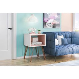 Mesa Lateral Retro Metal Dallas Branco Ac/rose Ac - 3