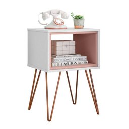 Mesa Lateral Retro Metal Dallas Branco Ac/rose Ac - 1