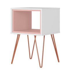 Mesa Lateral Retro Metal Dallas Branco Ac/rose Ac - 2