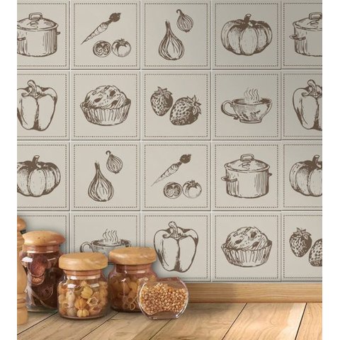 Papel de Parede Autocolante Alimentos Para Cozinha