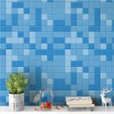 Ver imagem 1 de Papel De Parede Azulejo Pastilhas Em Tons De Azul + Kit Aplicação Completo